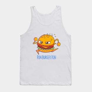 Burger, funny Fast food design with phrase "RUN BURGER RUN" Tank Top